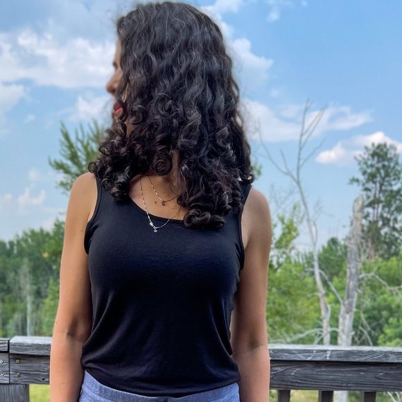 Jo & Co Jeans Tops - Jo & Co Solid Black Scoop Neck Long Tank Top